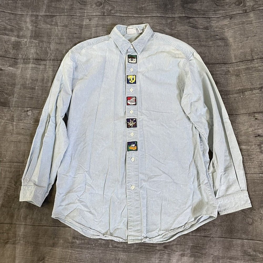 Women’s Acme Clothing Co Warner Brothers Looney Tunes Denim Shirt Medium Patches
